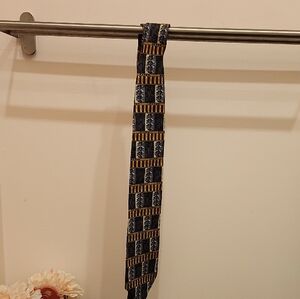 Dior Navy and Gold Patterned Tie